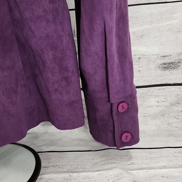 💚Vintage Paris Sport Club Purple Buttoned & Collared Fitted Top Large - Picture 8 of 13